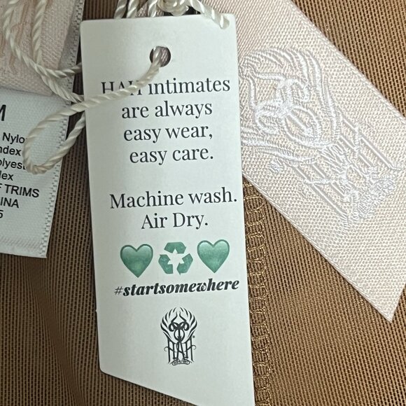 NWT $48 HAH X Free People Hi Waisted Panty Size Medium Brown Sugar Sheer Pin Up - Picture 12 of 12